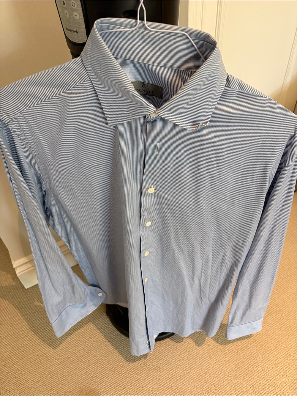 Canali Light Blue Pinstripe Dress Shirt